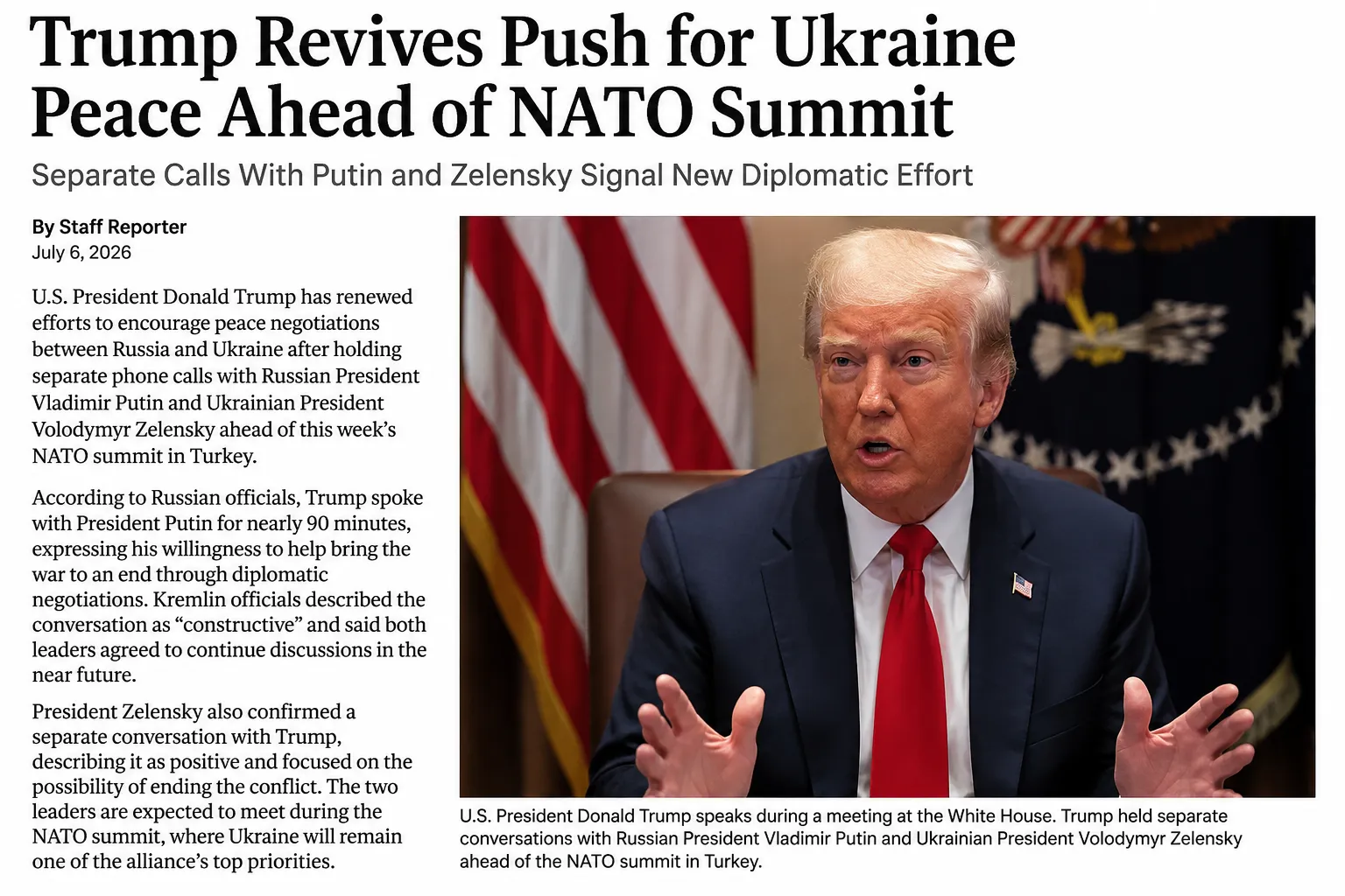 Trump Revives Push for Ukraine Peace Ahead of NATO Summit