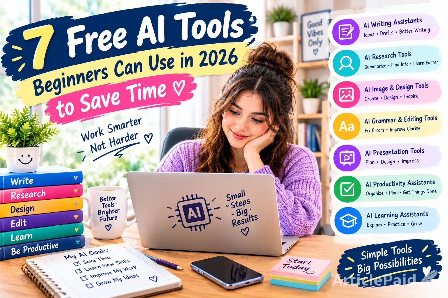 7 Free AI Tools Beginners Can Use in 2026 to Save Time  | ArticlePaid
