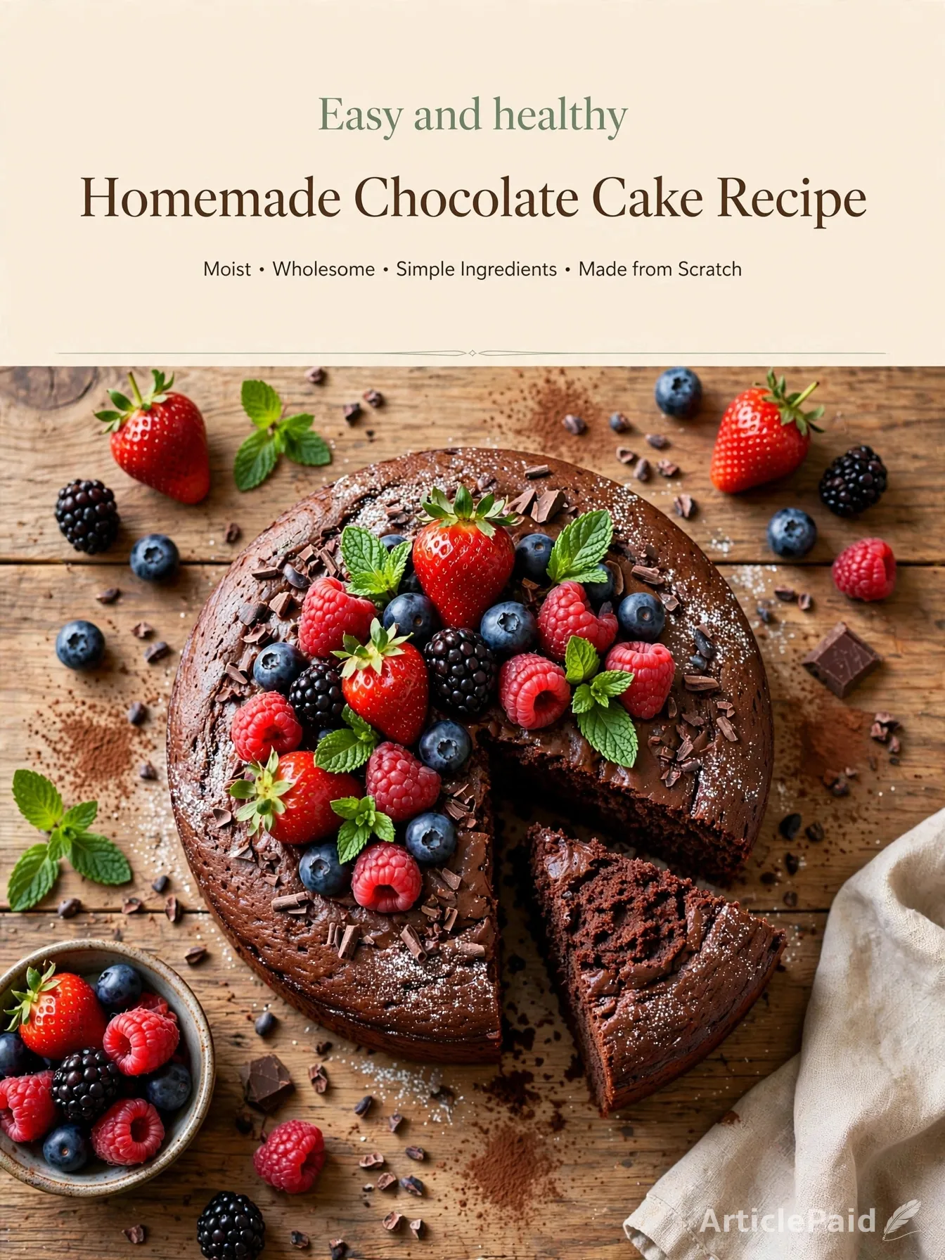 Easy and Healthy Homemade Chocolate Cake Recipe  | ArticlePaid