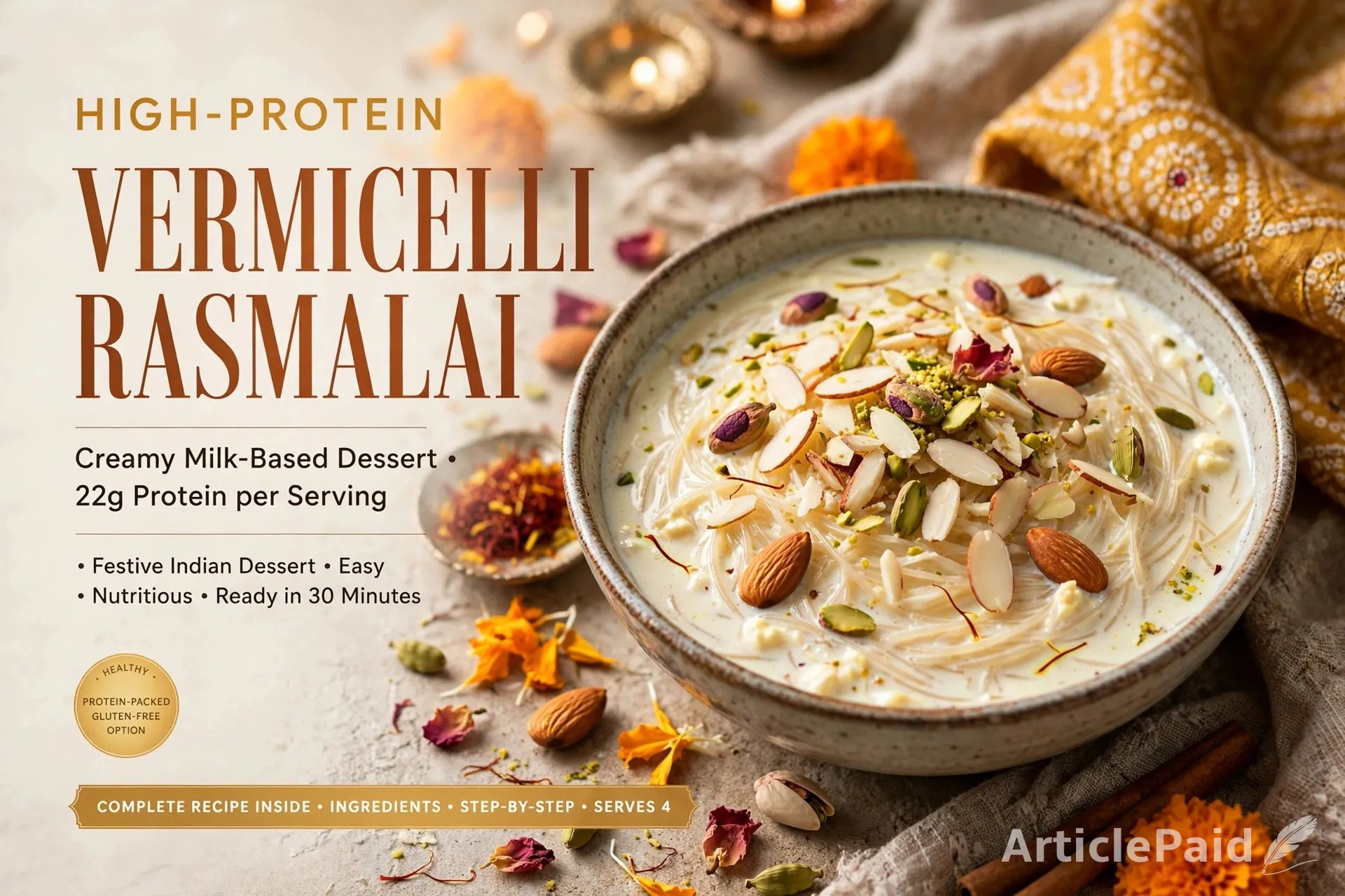 Creamy High-Protein Vermicelli Rasmalai: A Healthy Twist on a Festival Classic  | ArticlePaid