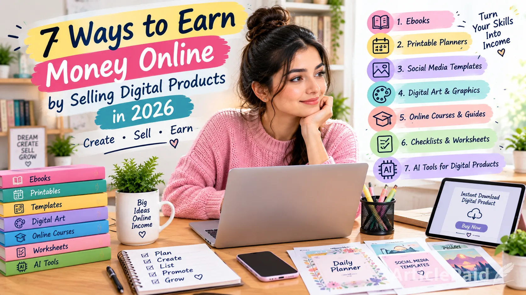 7 Ways to Earn Money Online by Selling Digital Products in 2026  | ArticlePaid