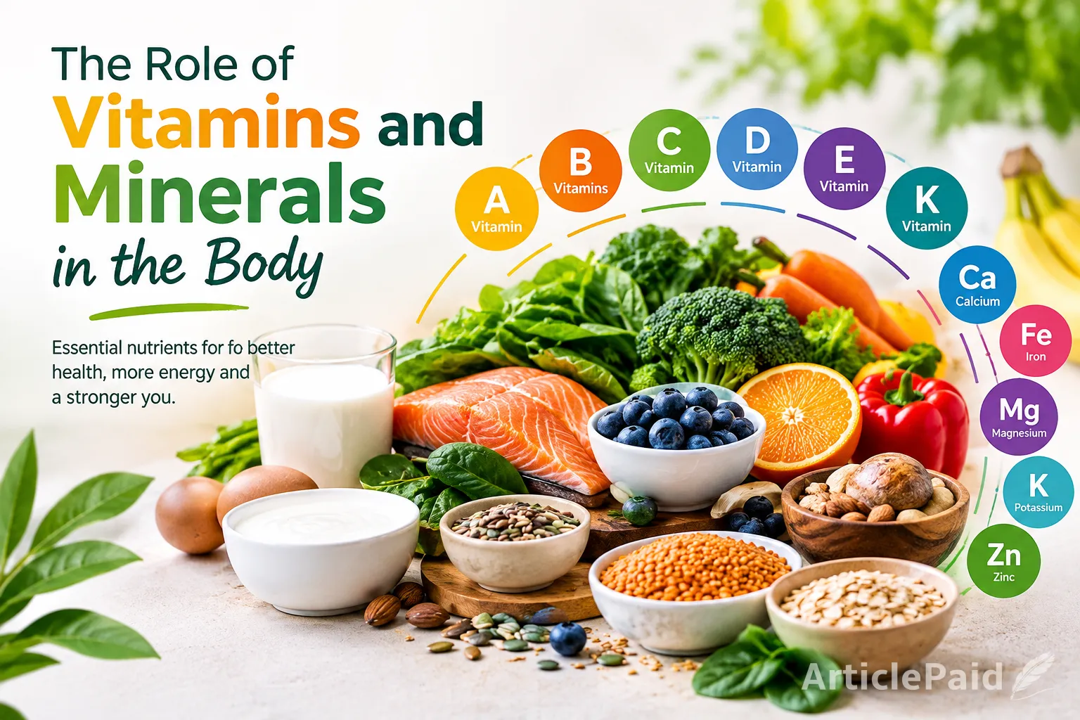 Role of vitamins and mineral in our body