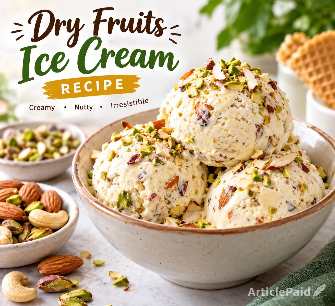 Home made easy dry fruits ice cream recepi