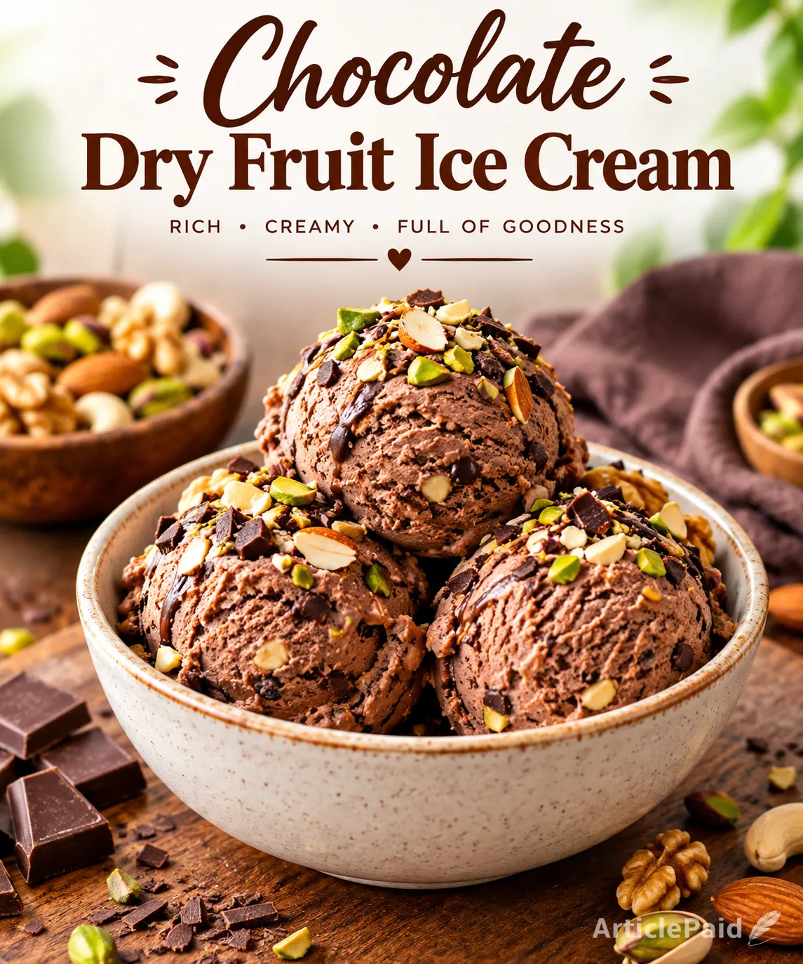 Delicious chocolate dryfruits ice cream recipe