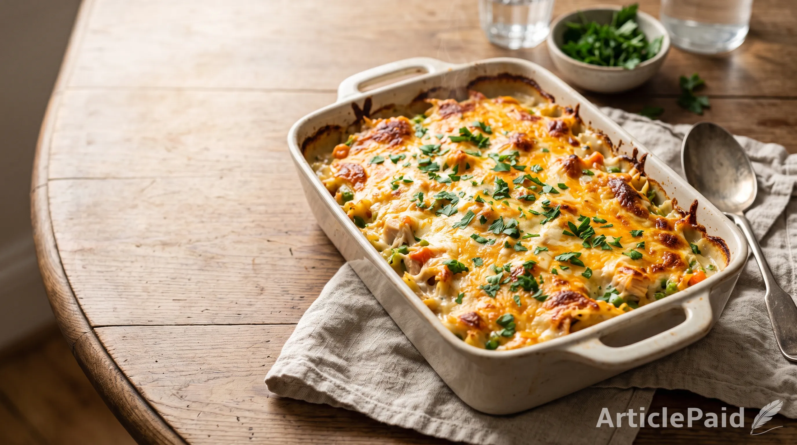 Easy Cheesy Chicken Casserole Recipe – Creamy, Comforting & Delicious