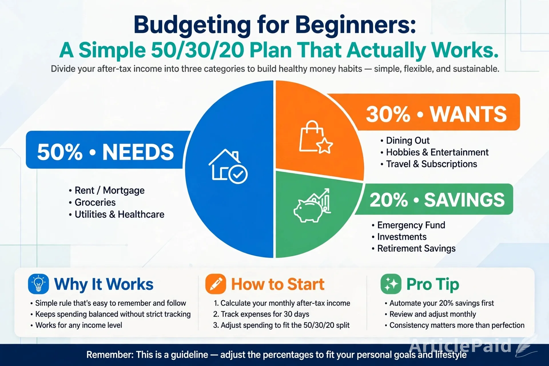 Budgeting for Beginners: A Simple 50/30/20 Plan That Actually Works