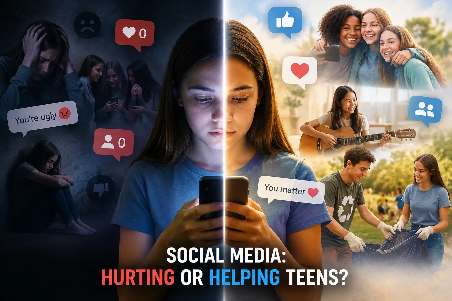 Is social media helping or hurting teenagers?...