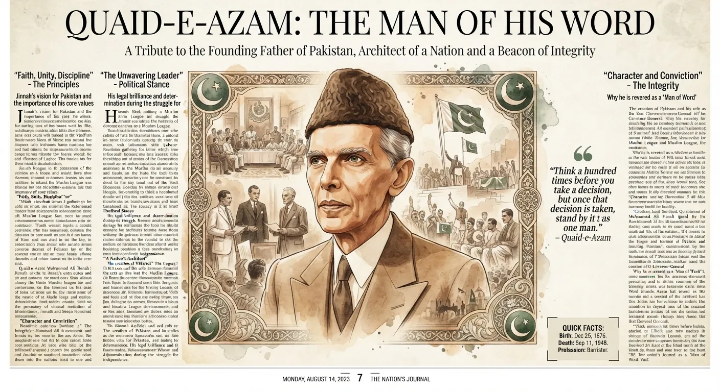 A man of Word, Quaid-e-Azam Muhammad Ali Jinah A national Hero