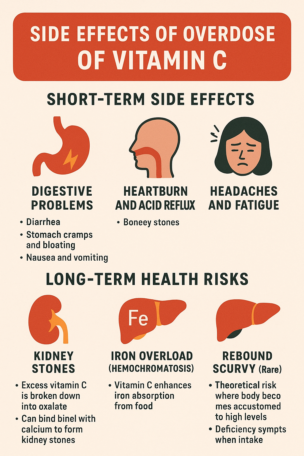 Side Effects of Overdose of Vitamin C,water soluble vitamin.